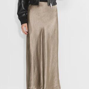 Aritzia Taupe Babaton Slip Satin Maxi Skirt